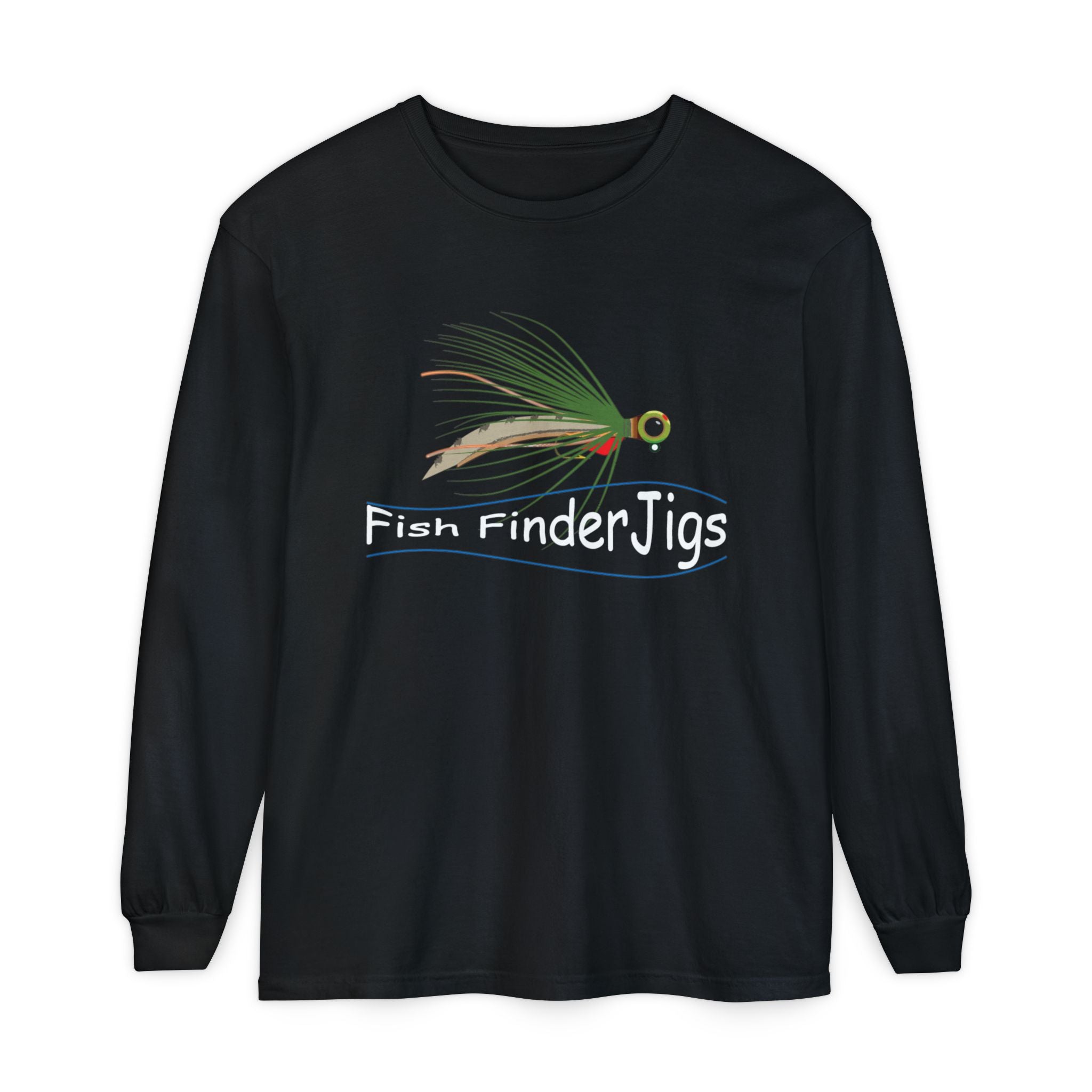 Fish Finder Jigs Long Sleeve Logo T-Shirt - BLACK