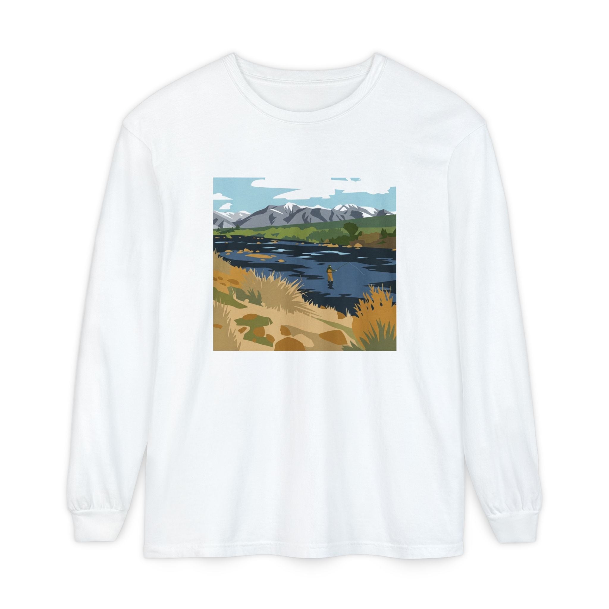Day Dream River Scene Fly Fishing  Long Sleeve T-Shirt