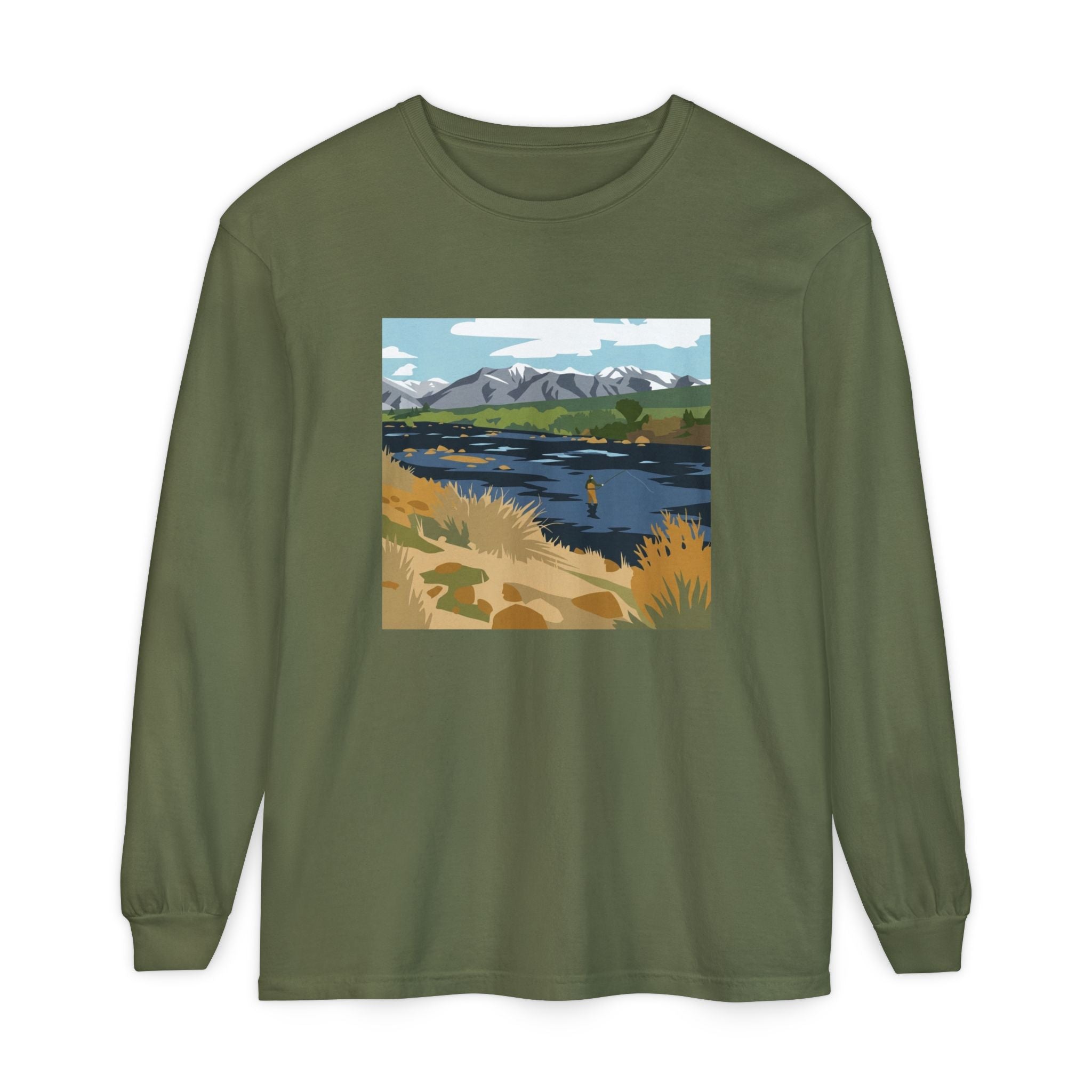 Day Dream River Scene Fly Fishing  Long Sleeve T-Shirt