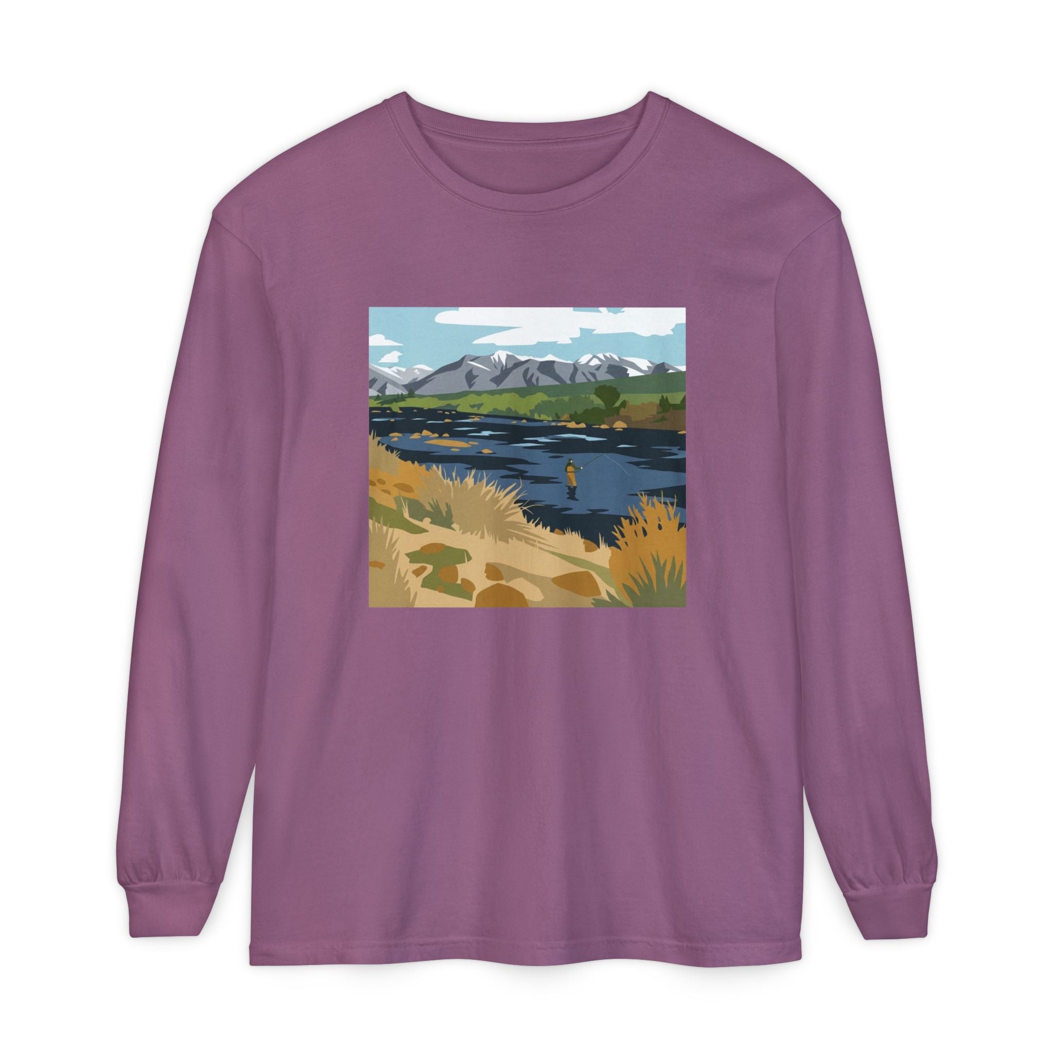 Day Dream River Scene Fly Fishing  Long Sleeve T-Shirt