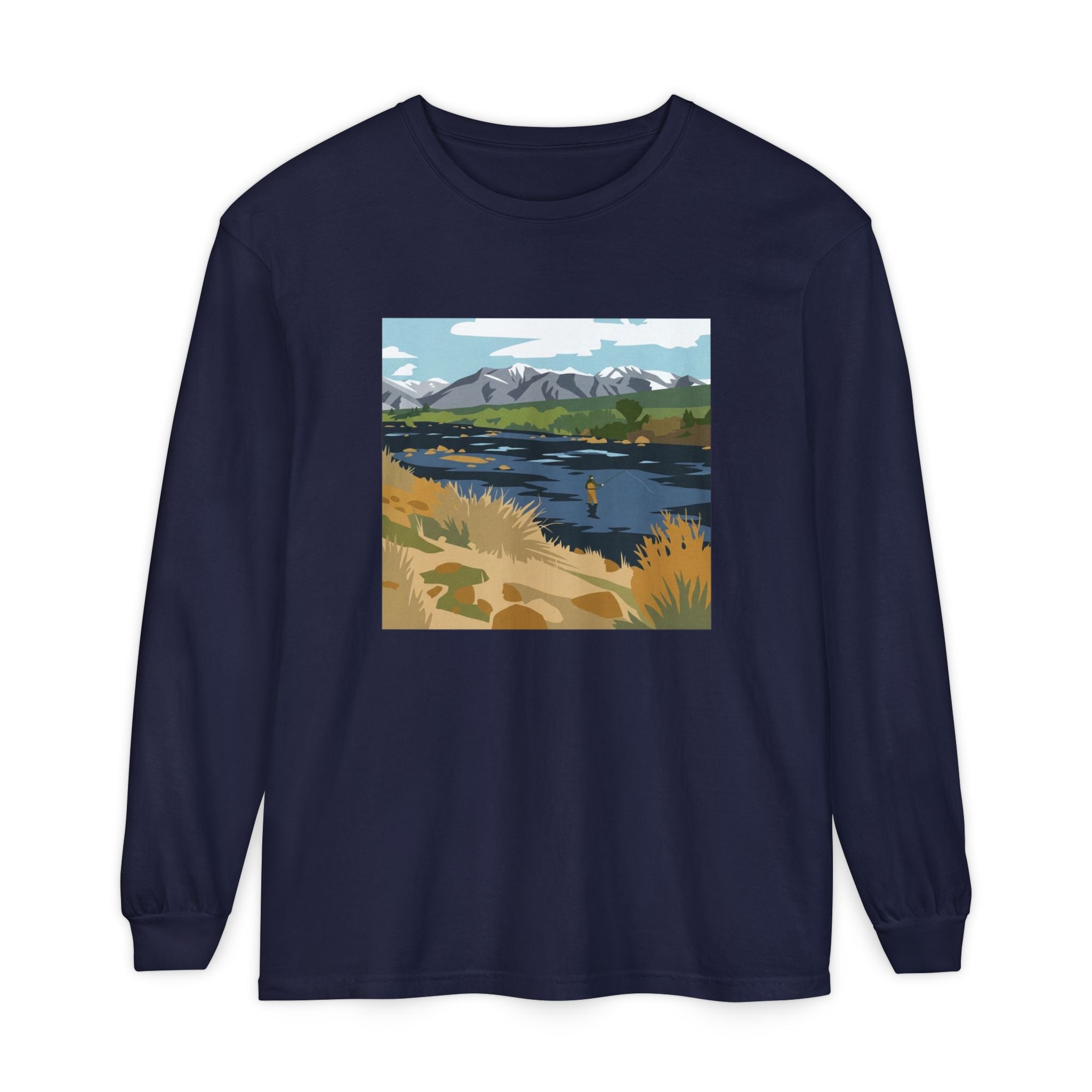 Day Dream River Scene Fly Fishing  Long Sleeve T-Shirt